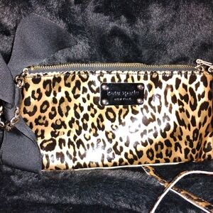 Kate Spade Black and Tan Leopard Wristlet